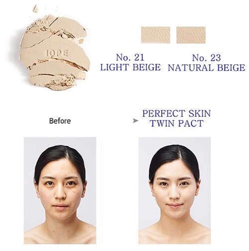 Phấn nén IOPE Perfect Skin Twin Pact có 2 tông màu để bạn lựa chọn