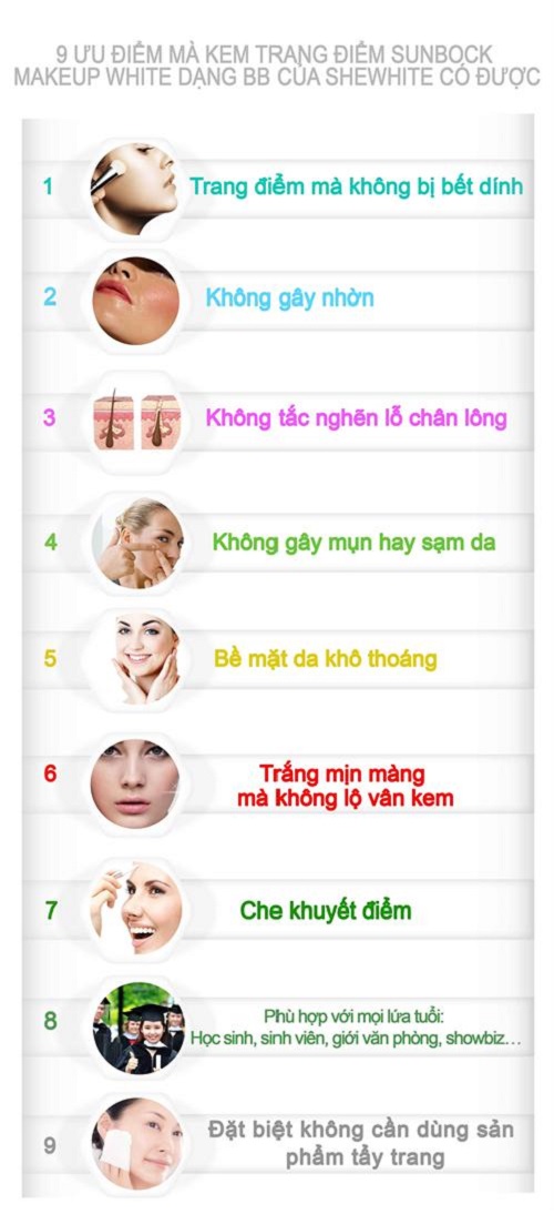 SUNBLOCK MAKEUP WHITE dạng BB mang đến 9 ưu điểm làm đẹp tuyệt vời SUNBLOCK MAKEUP WHITE dạng BB mang đến 9 ưu điểm làm đẹp tuyệt vời